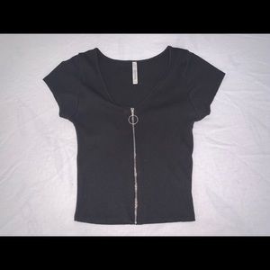 Black v-neck shirt